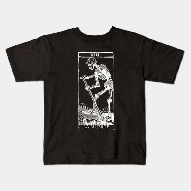 Death La Muerte XIII Vintage Tarot Design Kids T-Shirt by DankFutura